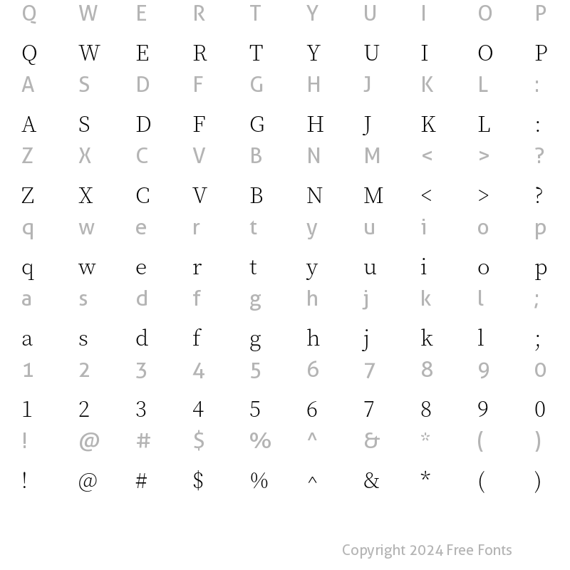 Character Map of Source Han Serif CN ExtraLight